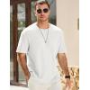 imageJMIERR Mens T Shirt Casual Solid Color Cotton Crewneck Stretch Short Sleeve Waffle Knit TeesWhite