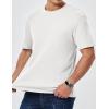 imageJMIERR Mens T Shirt Casual Solid Color Cotton Crewneck Stretch Short Sleeve Waffle Knit TeesWhite