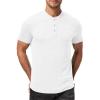imageJMIERR Mens Muscle Henley Shirts Casual Short Sleeve Basic Button Longline TShirt Gym Workout Athletic TeeWhite