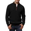 imageJMIERR Mens Quarter Zip Sweater Lightweight Mock Neck Casual Long Sleeve Knitted Solid Pullover SweatersA2 Black