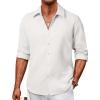 imageJMIERR Mens Shirt Waffle Button Down Shirts Long Sleeve Casual Work Dress Shirt0 White