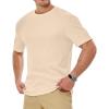 imageJMIERR Mens T Shirt Casual Solid Color Cotton Crewneck Stretch Short Sleeve Waffle Knit TeesParchment