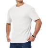 imageJMIERR Mens T Shirt Casual Solid Color Cotton Crewneck Stretch Short Sleeve Waffle Knit TeesWhite