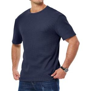 imageJMIERR Mens T Shirt Casual Solid Color Cotton Crewneck Stretch Short Sleeve Waffle Knit TeesSail Blue