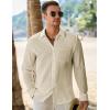 imageJMIERR Mens Button Down Dress Shirts Textured Long Sleeve Casual Hawaiian Beach Shirt with PocketApricot