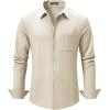 imageJMIERR Mens Button Down Dress Shirts Textured Long Sleeve Casual Hawaiian Beach Shirt with PocketApricot