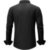 imageJMIERR Mens Button Down Dress Shirts Textured Long Sleeve Casual Hawaiian Beach Shirt with PocketBlack