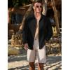 imageJMIERR Mens Button Down Dress Shirts Textured Long Sleeve Casual Hawaiian Beach Shirt with PocketBlack
