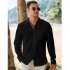 imageJMIERR Mens Button Down Dress Shirts Textured Long Sleeve Casual Hawaiian Beach Shirt with PocketBlack