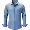 imageJMIERR Mens Button Down Dress Shirts Textured Long Sleeve Casual Hawaiian Beach Shirt with PocketBlue