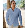 imageJMIERR Mens Button Down Dress Shirts Textured Long Sleeve Casual Hawaiian Beach Shirt with PocketBlue