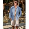 imageJMIERR Mens Button Down Dress Shirts Textured Long Sleeve Casual Hawaiian Beach Shirt with PocketBlue