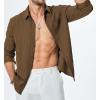 imageJMIERR Mens Button Down Dress Shirts Textured Long Sleeve Casual Hawaiian Beach Shirt with PocketBrown
