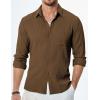 imageJMIERR Mens Button Down Dress Shirts Textured Long Sleeve Casual Hawaiian Beach Shirt with PocketBrown