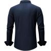 imageJMIERR Mens Button Down Dress Shirts Textured Long Sleeve Casual Hawaiian Beach Shirt with PocketDark Blue