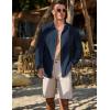 imageJMIERR Mens Button Down Dress Shirts Textured Long Sleeve Casual Hawaiian Beach Shirt with PocketDark Blue