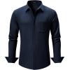 imageJMIERR Mens Button Down Dress Shirts Textured Long Sleeve Casual Hawaiian Beach Shirt with PocketDark Blue