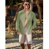 imageJMIERR Mens Button Down Dress Shirts Textured Long Sleeve Casual Hawaiian Beach Shirt with PocketGreen