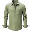 imageJMIERR Mens Button Down Dress Shirts Textured Long Sleeve Casual Hawaiian Beach Shirt with PocketGreen