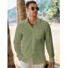 imageJMIERR Mens Button Down Dress Shirts Textured Long Sleeve Casual Hawaiian Beach Shirt with PocketGreen