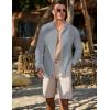 imageJMIERR Mens Button Down Dress Shirts Textured Long Sleeve Casual Hawaiian Beach Shirt with PocketGrey