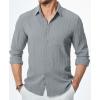 imageJMIERR Mens Button Down Dress Shirts Textured Long Sleeve Casual Hawaiian Beach Shirt with PocketGrey