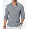 imageJMIERR Mens Button Down Dress Shirts Textured Long Sleeve Casual Hawaiian Beach Shirt with PocketGrey