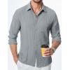 imageJMIERR Mens Button Down Dress Shirts Textured Long Sleeve Casual Hawaiian Beach Shirt with PocketGrey