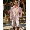 imageJMIERR Mens Button Down Dress Shirts Textured Long Sleeve Casual Hawaiian Beach Shirt with PocketPink