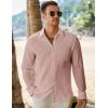 imageJMIERR Mens Button Down Dress Shirts Textured Long Sleeve Casual Hawaiian Beach Shirt with PocketPink