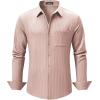 imageJMIERR Mens Button Down Dress Shirts Textured Long Sleeve Casual Hawaiian Beach Shirt with PocketPink
