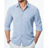 imageJMIERR Mens Button Down Dress Shirts Textured Long Sleeve Casual Hawaiian Beach Shirt with PocketSky Blue