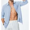 imageJMIERR Mens Button Down Dress Shirts Textured Long Sleeve Casual Hawaiian Beach Shirt with PocketSky Blue