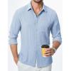 imageJMIERR Mens Button Down Dress Shirts Textured Long Sleeve Casual Hawaiian Beach Shirt with PocketSky Blue