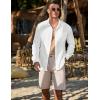 imageJMIERR Mens Button Down Dress Shirts Textured Long Sleeve Casual Hawaiian Beach Shirt with PocketWhite