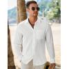 imageJMIERR Mens Button Down Dress Shirts Textured Long Sleeve Casual Hawaiian Beach Shirt with PocketWhite
