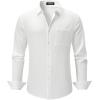 imageJMIERR Mens Button Down Dress Shirts Textured Long Sleeve Casual Hawaiian Beach Shirt with PocketWhite