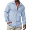 imageJMIERR Mens Button Down Dress Shirts Textured Long Sleeve Casual Hawaiian Beach Shirt with PocketSky Blue