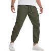 imageJMIERR Mens Joggers Casual Pants Stretch Elastic Waist Drawstring Tapered Pants with PocketsB Green