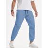 imageJMIERR Mens Joggers Casual Pants Stretch Elastic Waist Drawstring Tapered Pants with PocketsC Light Blue