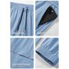 imageJMIERR Mens Joggers Casual Pants Stretch Elastic Waist Drawstring Tapered Pants with PocketsC Light Blue