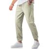 imageJMIERR Mens Joggers Casual Pants Stretch Elastic Waist Drawstring Tapered Pants with PocketsC Offwhite