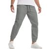 imageJMIERR Mens Joggers Casual Pants Stretch Elastic Waist Drawstring Tapered Pants with PocketsGrey 1