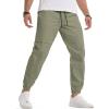 imageJMIERR Mens Joggers Casual Pants Stretch Elastic Waist Drawstring Tapered Pants with PocketsKhaki Green