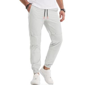 imageJMIERR Mens Joggers Casual Pants Stretch Elastic Waist Drawstring Tapered Pants with PocketsA Grey