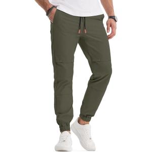 imageJMIERR Mens Joggers Casual Pants Stretch Elastic Waist Drawstring Tapered Pants with PocketsB Green