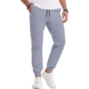 imageJMIERR Mens Joggers Casual Pants Stretch Elastic Waist Drawstring Tapered Pants with PocketsB Grey