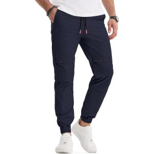 imageJMIERR Mens Joggers Casual Pants Stretch Elastic Waist Drawstring Tapered Pants with PocketsC Blue 1
