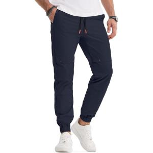 imageJMIERR Mens Joggers Casual Pants Stretch Elastic Waist Drawstring Tapered Pants with PocketsC Blue
