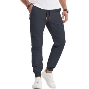 imageJMIERR Mens Joggers Casual Pants Stretch Elastic Waist Drawstring Tapered Pants with PocketsC Dark Grey